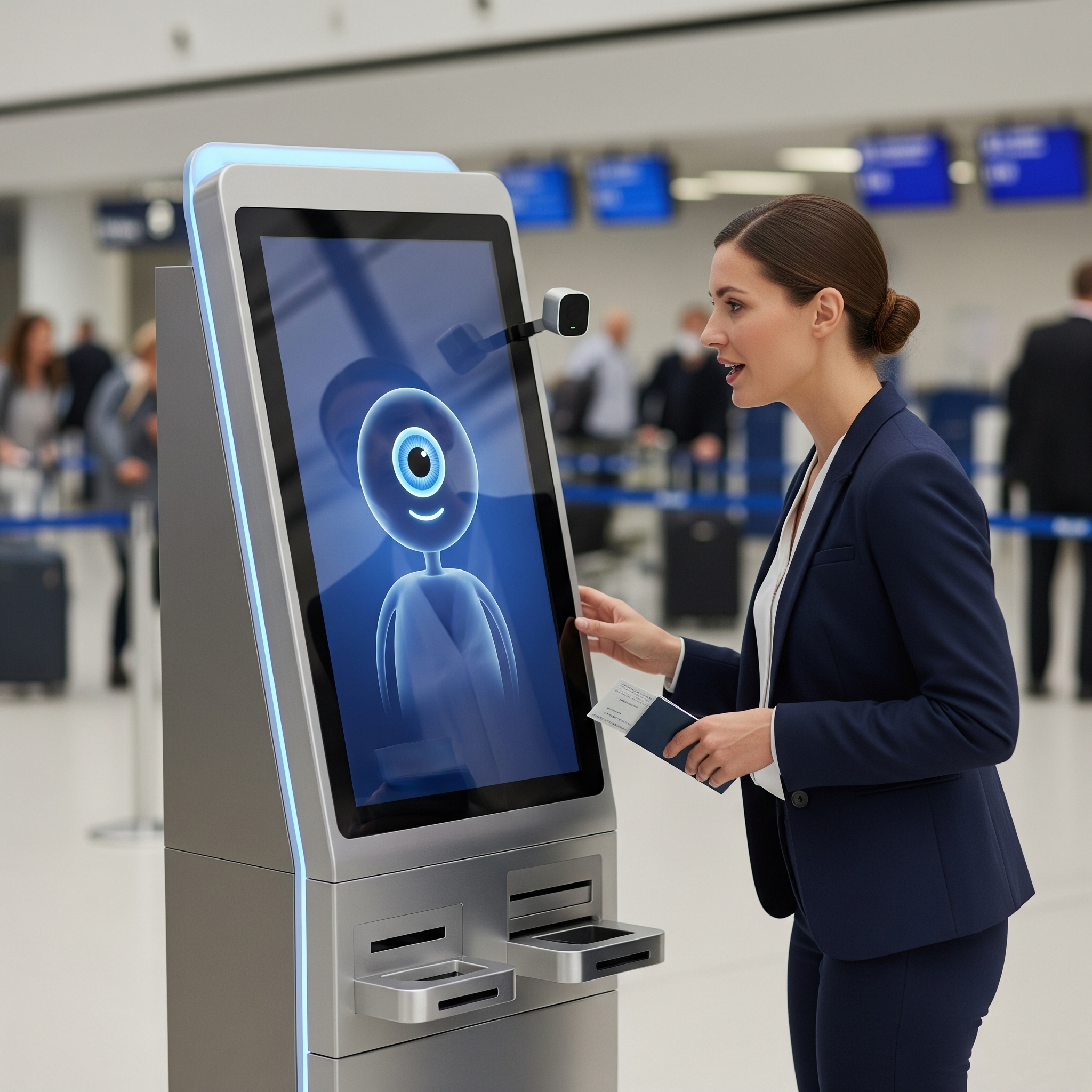 Yapay zeka asistanı ile konuşarak işlem yapan yolcu